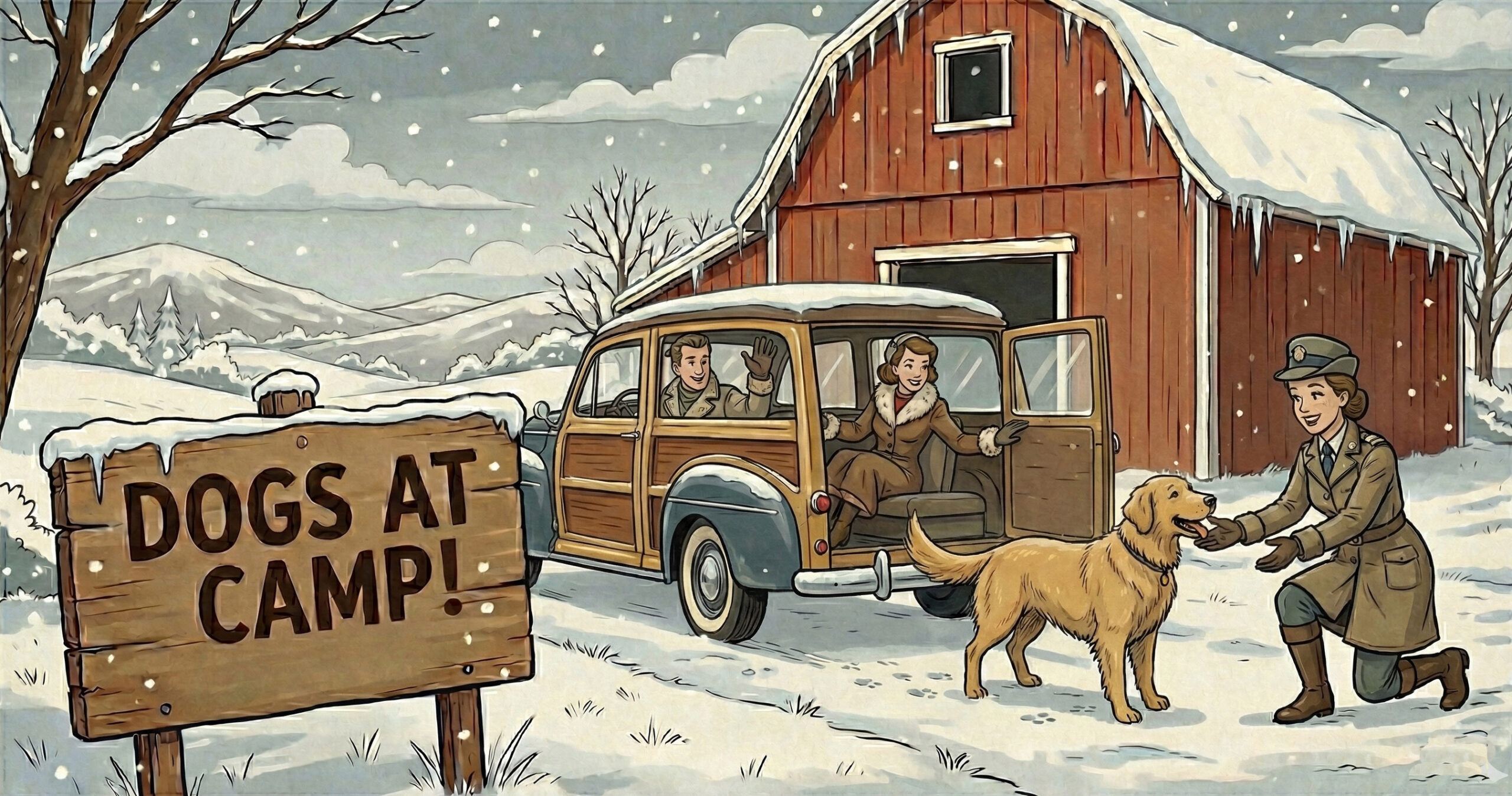 Dogs at Camp Illustration